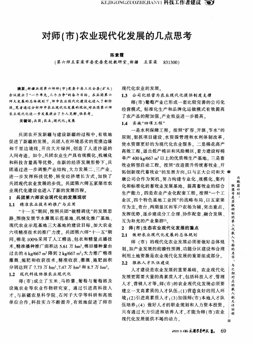 对师(市)农业现代化发展的几点思考