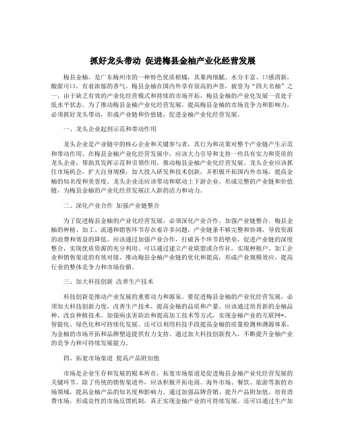 抓好龙头带动 促进梅县金柚产业化经营发展