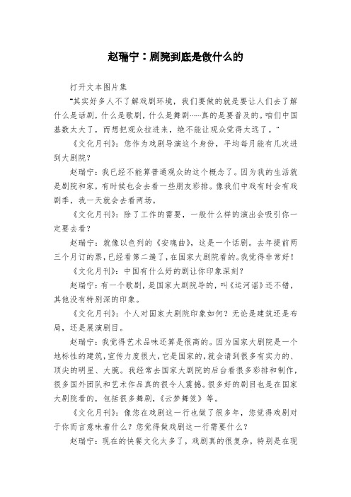 赵瑞宁：剧院到底是做什么的