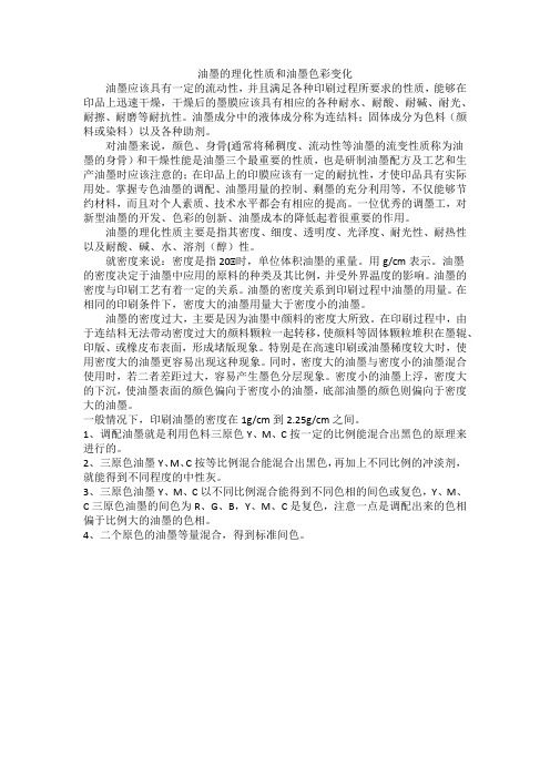 油墨的理化性质和油墨色彩变化