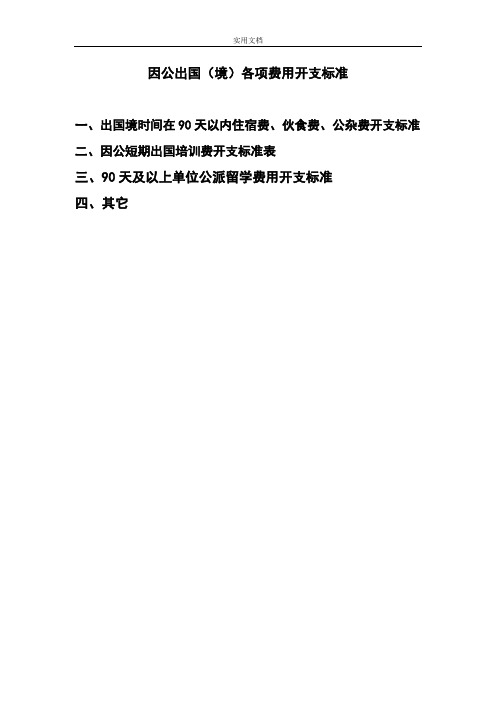 因公出国境各项费用开支实用标准