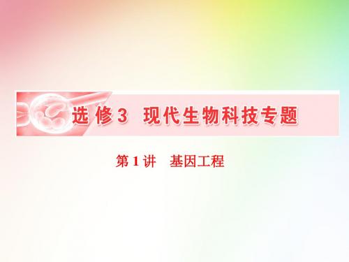 高中生物选修三 第1讲  基因工程