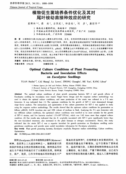 植物促生菌培养条件优化及其对尾叶桉幼苗接种效应的研究