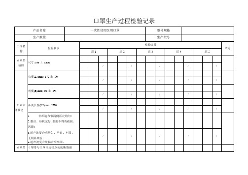 口罩原材料进货及生产过程检验记录