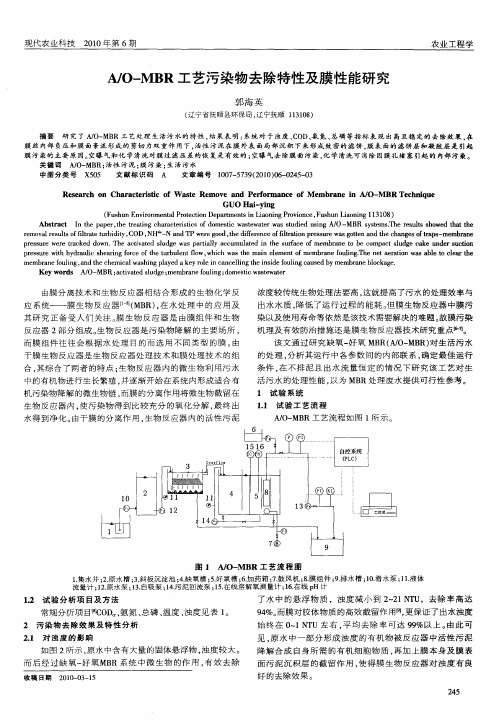 A／O—MBR工艺污染物去除特性及膜性能研究