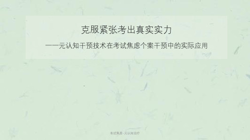 考试焦虑-元认知治疗课件
