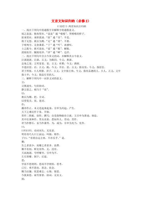 2016届高考语文一轮复习文言文知识归纳素材(必修2)