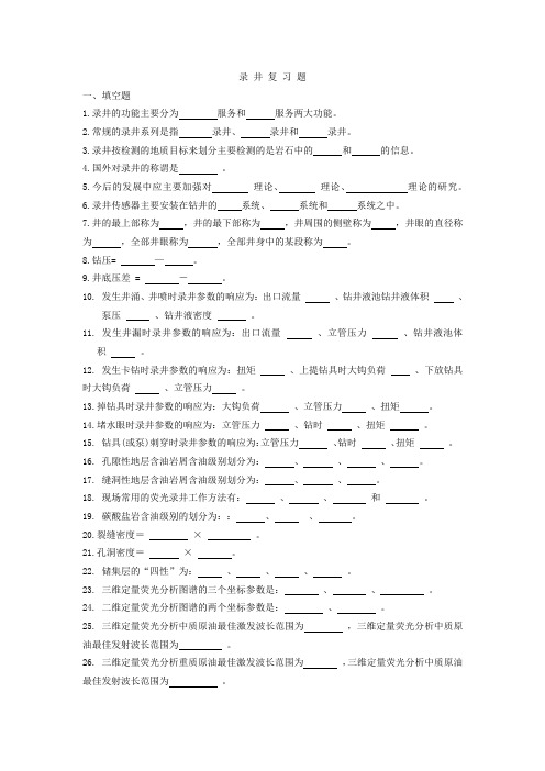 仪器专业录井复习 题