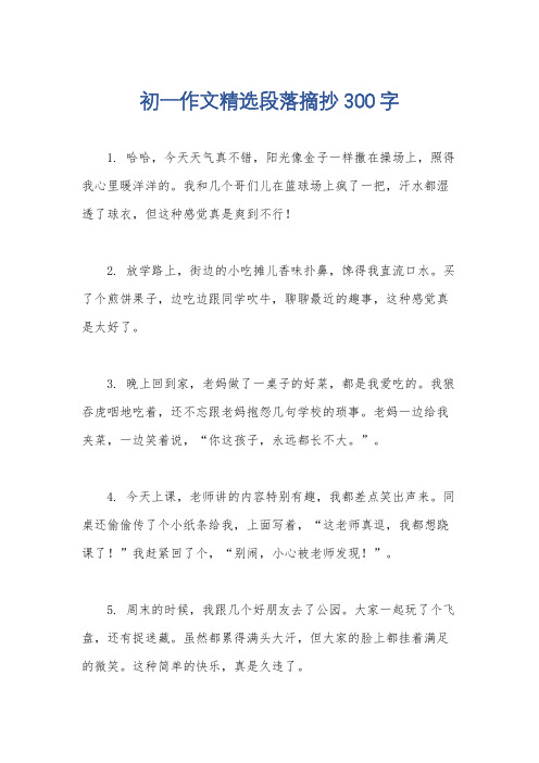 初一作文精选段落摘抄300字