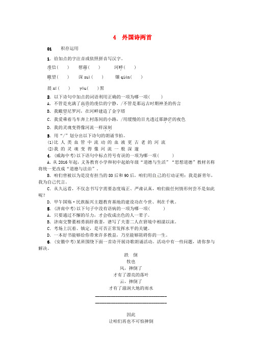 九年级语文下册第一单元4外国诗两首练习新版新人教版