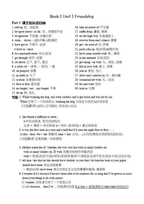 高中英语必修1至选修8重点短语及句型