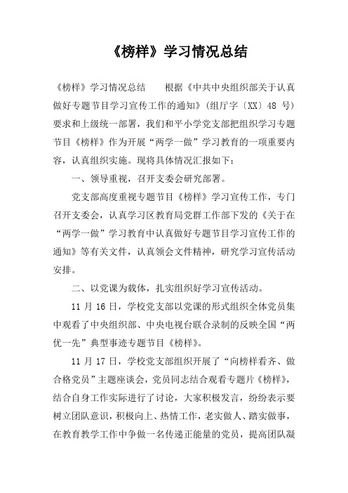 《榜样》学习情况总结