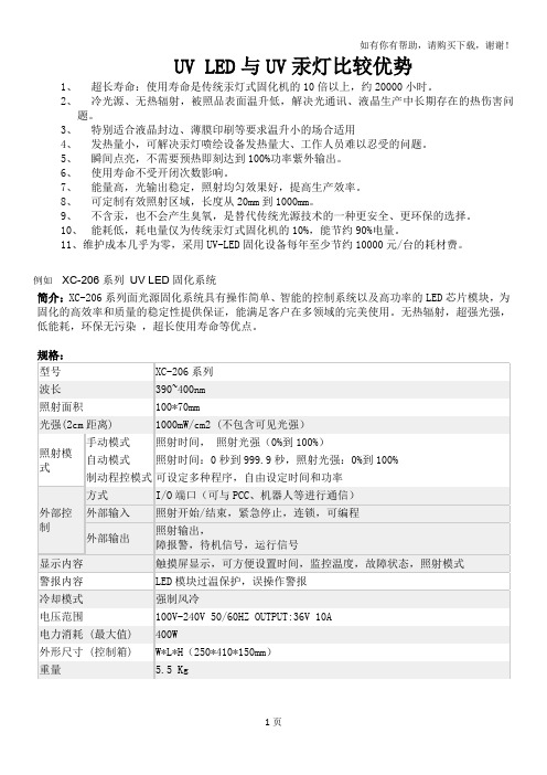 UVLED与UV汞灯的比较优势