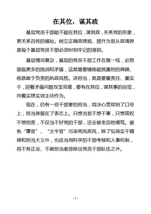 在其位,谋其政