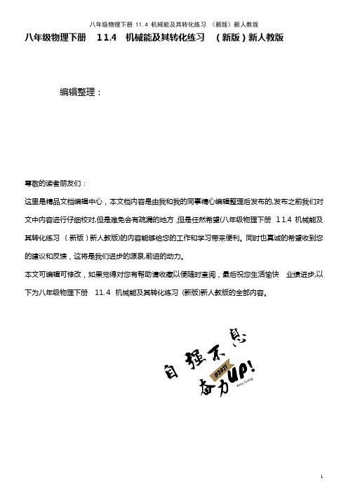 八年级物理下册 11.4 机械能及其转化练习 新人教版(2021学年)