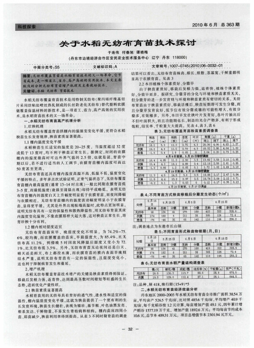 关于水稻无纺布育苗技术探讨
