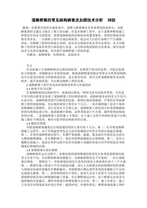 道路桥梁的常见结构病害及加固技术分析     刘佳