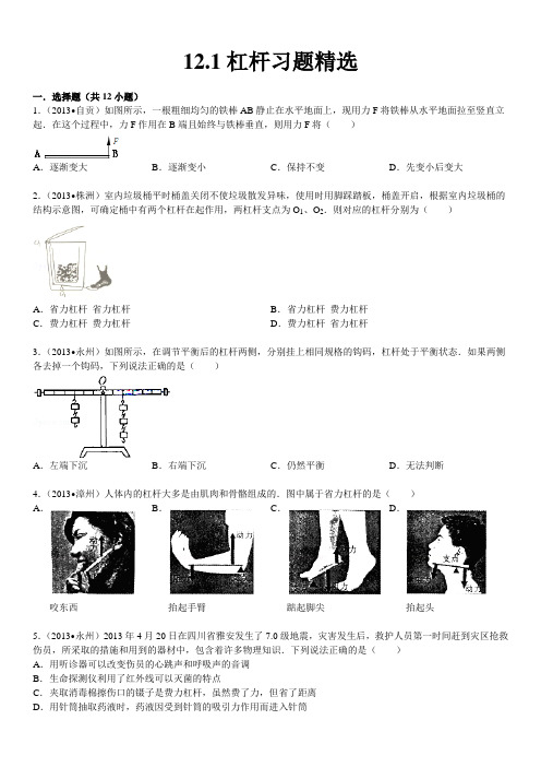 12.1杠杆习题精选含答案