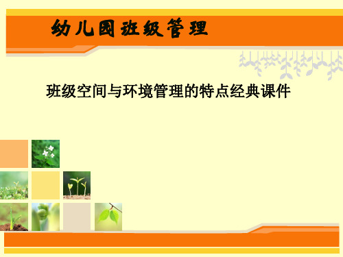 幼儿园班级管理-班级空间与环境管理的特点经典课件