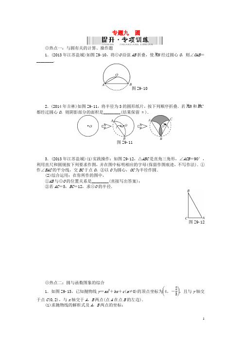 【南方新中考】(南粤专用)2015中考数学 第二部分 专题突破 专题九 圆检测复习
