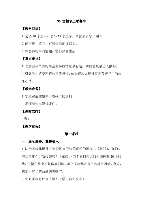 30 雪顿节上看赛牛优秀教案