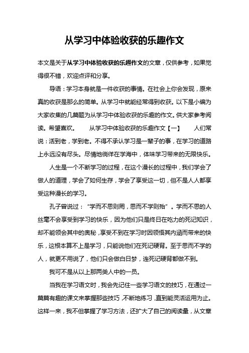 从学习中体验收获的乐趣作文