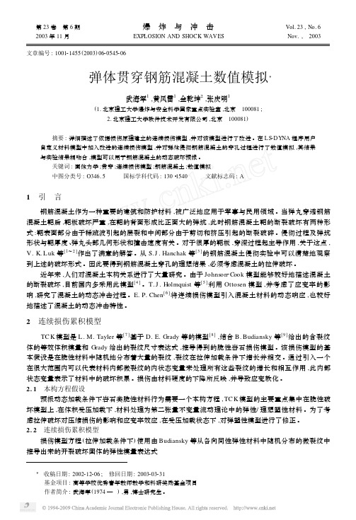 弹体贯穿钢筋混凝土数值模拟