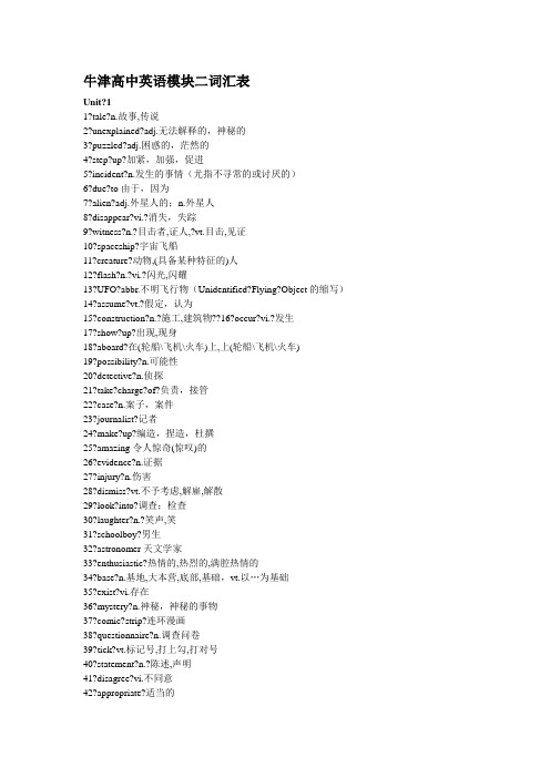 牛津高中英语模块二词汇表 (1)
