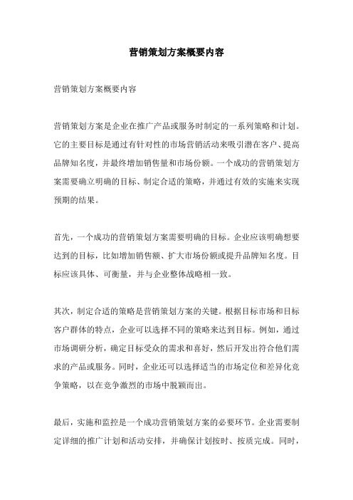 营销策划方案概要内容
