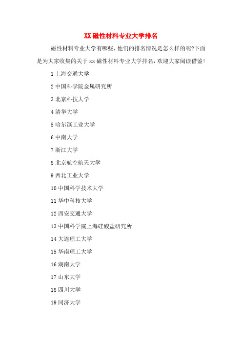 2020年磁性材料专业大学排名