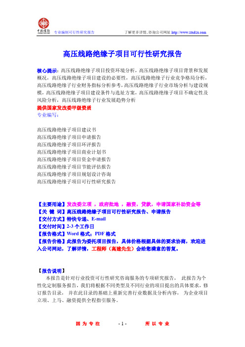 高压线路绝缘子项目可行性研究报告