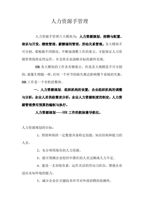 人力资源六大模块