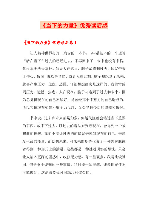 《当下的力量》优秀读后感