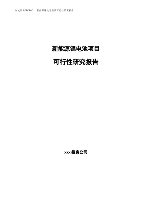 新能源锂电池项目可行性研究报告(立项备案模板范文)
