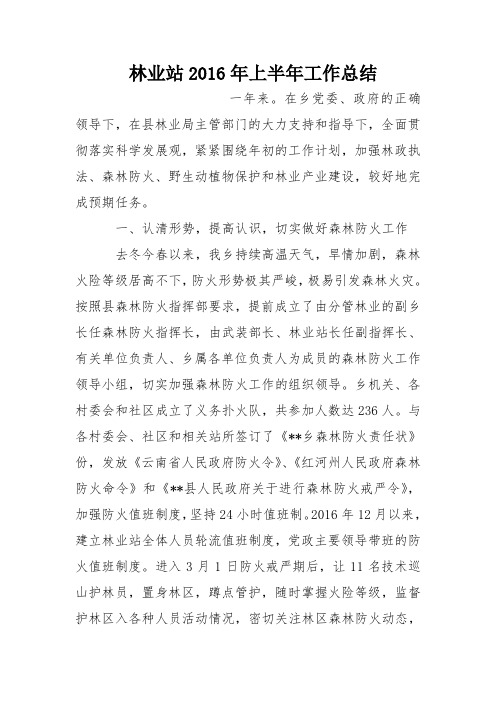 林业站2016年上半年工作总结_1