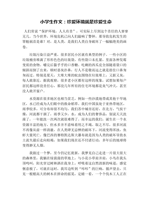 小学生作文：珍爱环境就是珍爱生命
