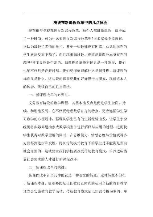 浅谈在新课程改革中的几点体会