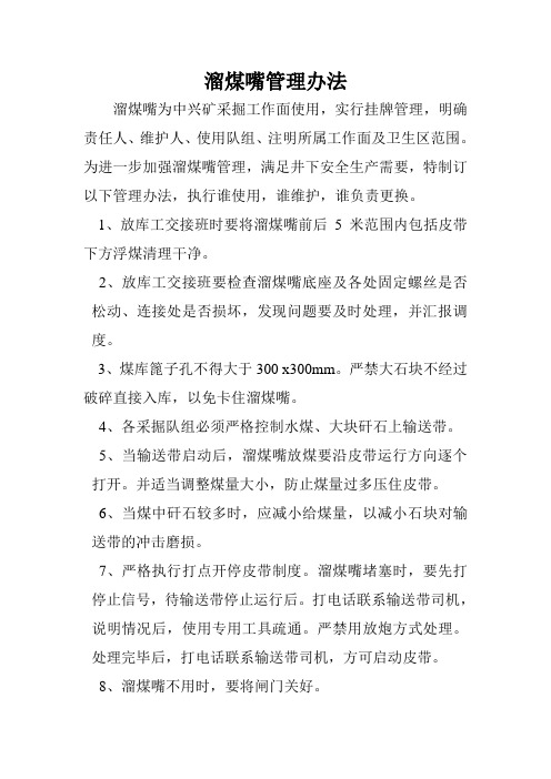 溜煤嘴管理规定