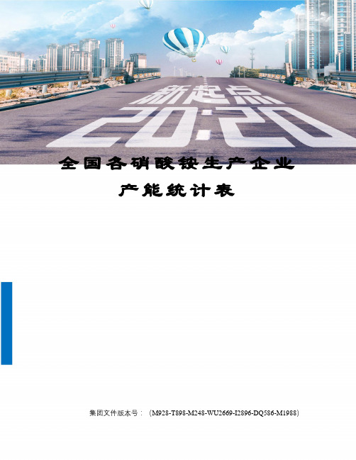 全国各硝酸铵生产企业产能统计表