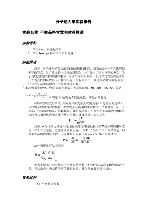 分子动力学实验报告