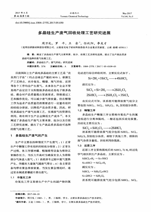 多晶硅生产废气回收处理工艺研究进展