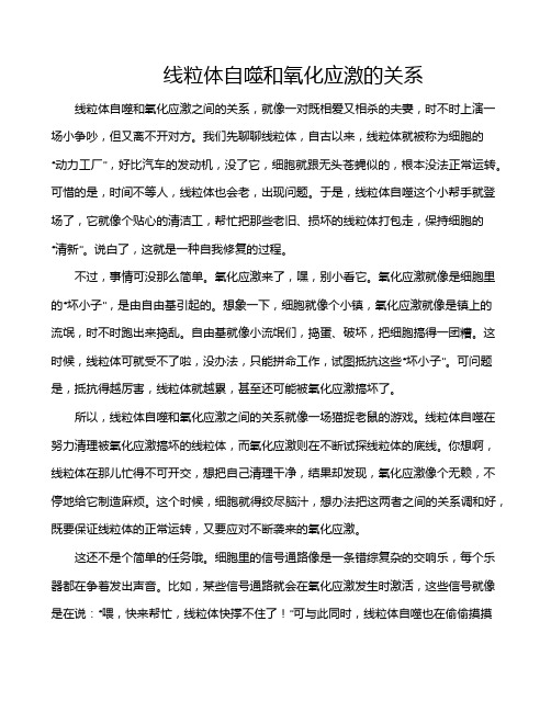 线粒体自噬和氧化应激的关系