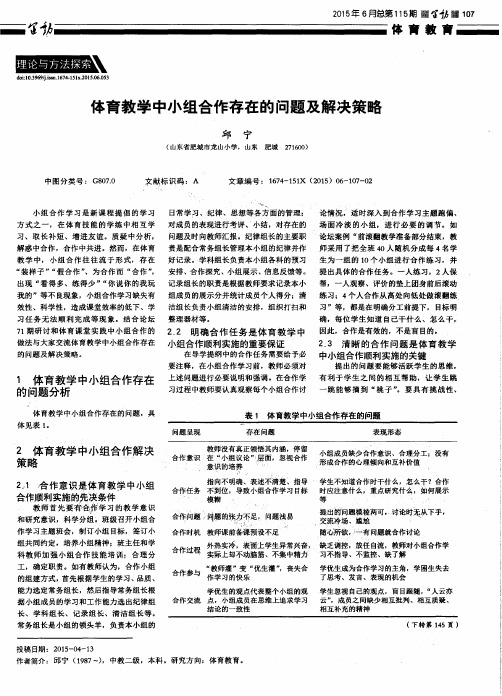 体育教学中小组合作存在的问题及解决策略