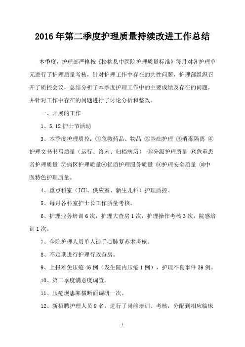 2016年第二季度质控汇总