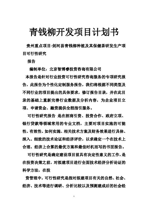 青钱柳开发项目计划书