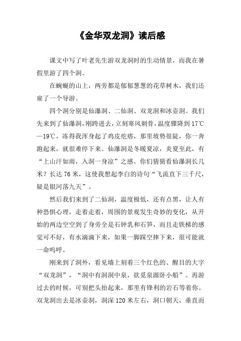 《金华双龙洞》读后感