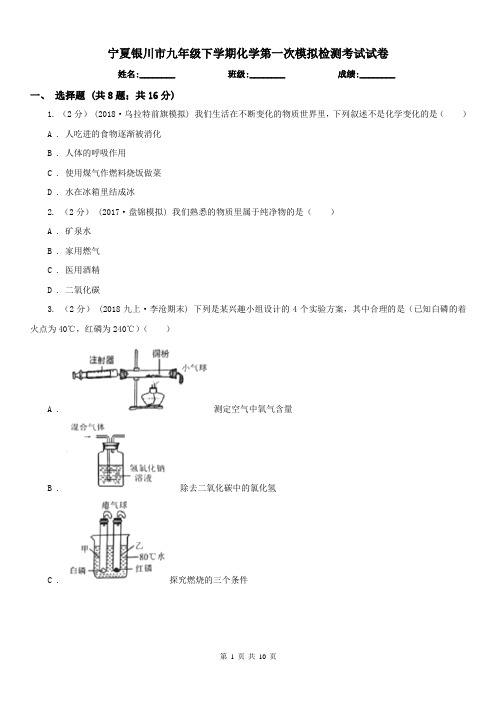 宁夏银川市九年级下学期化学第一次模拟检测考试试卷