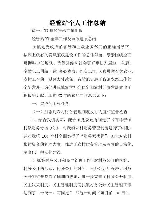 经管站个人工作总结