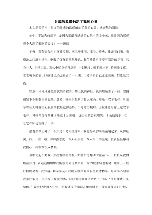 足底的温暖触动了我的心灵_初中作文