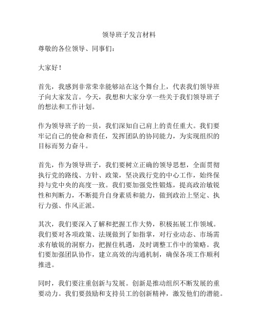 领导班子发言材料